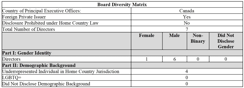 Board Diversity Matrix